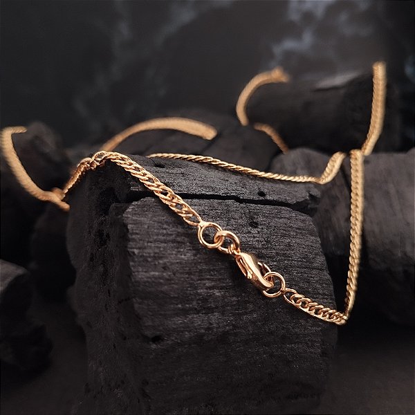 Corrente Masculina Elo Grumet Duplo - Semijoia 18k - 70 cm - 2 mm