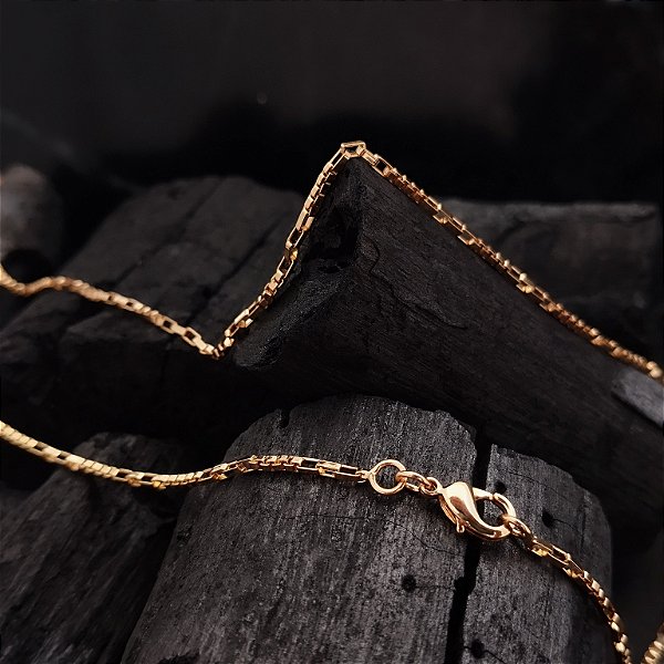 Corrente Elo Cartier 3 por 1 - Semijoia 18k - 60 cm - 2 mm
