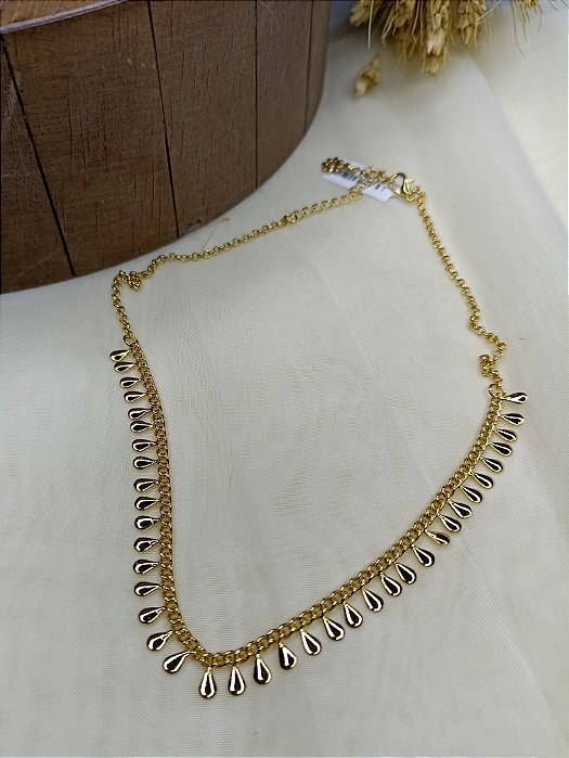 Gargantilha Choker Gotas - Semijoia 18k - 40 cm