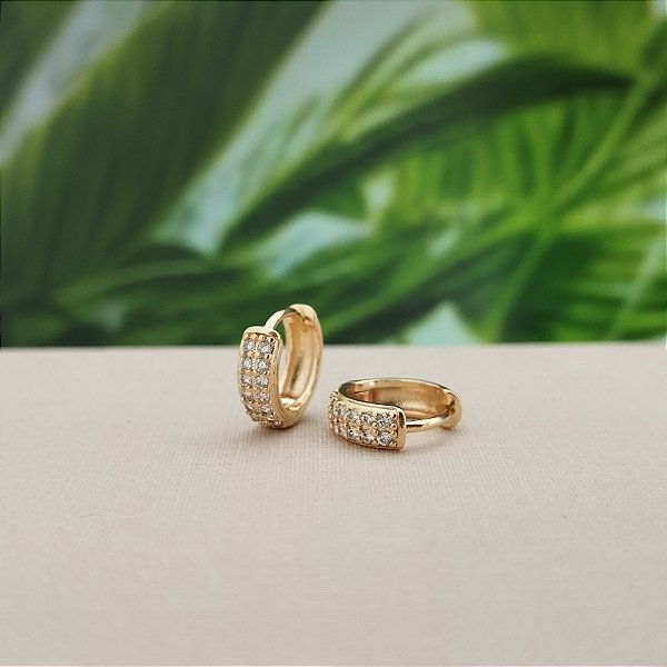 Argola Cravejada 10 mm - Semijoia 18k - MB753-1076