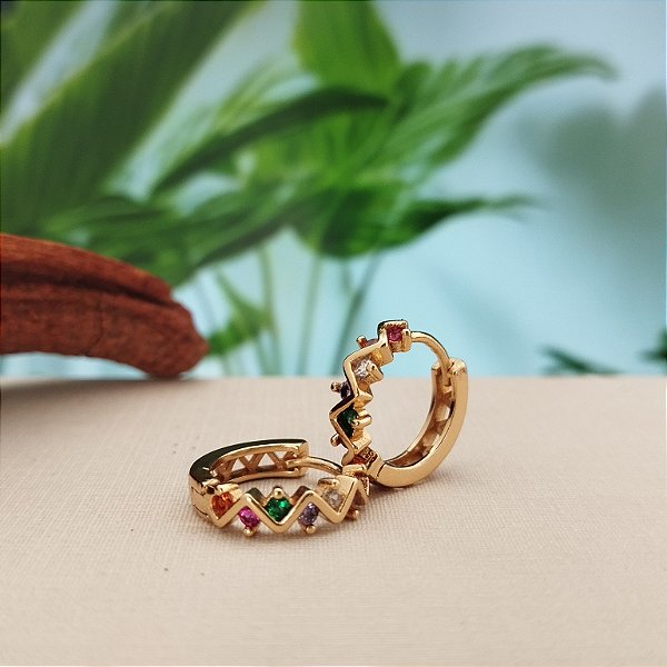 Argola Cravejada Multicor 15 mm - MB820-8810
