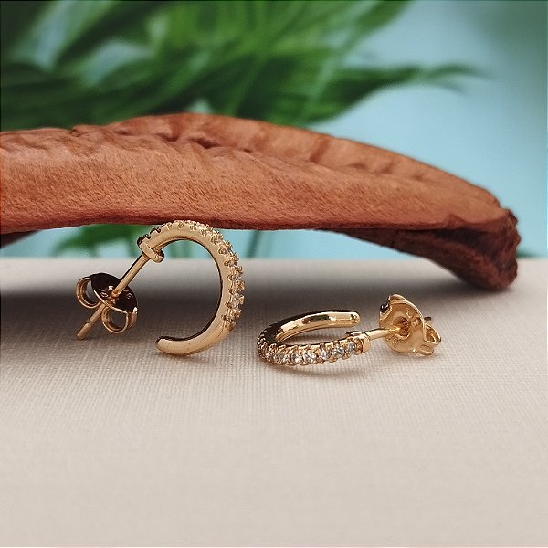 Argola C/ Tarraxa Cravejada - Semijoia 18k - MB868-664