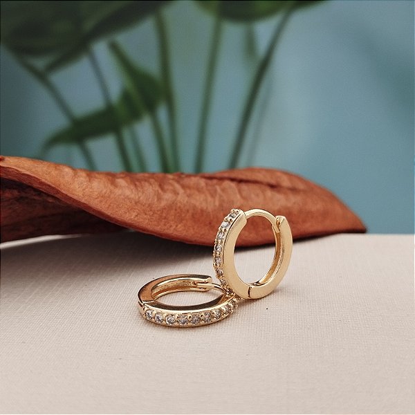 Argola Cravejada 14 mm - Semijoia 18k - MB754-858