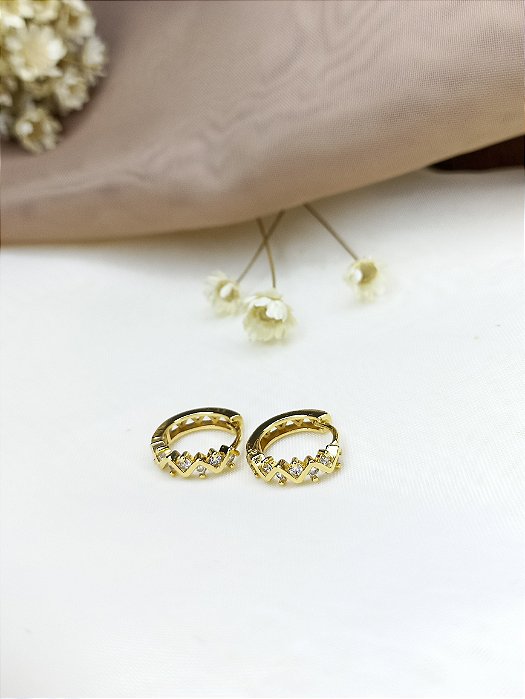 Argola Cravejada 12 mm - Semijoia 18k - MB790-660