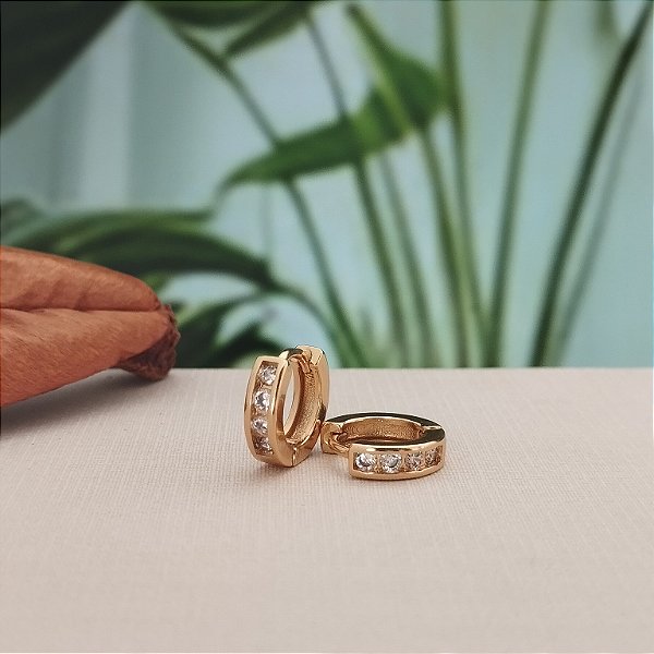 Argola Cravejada 12 mm - Semijoia 18k - MB796-650