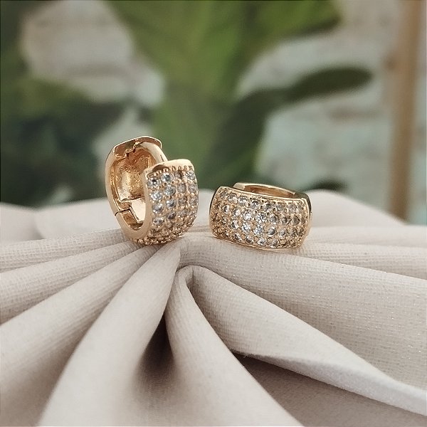 Argola Cravejada 9 mm - Semijoia 18k - BL07-1270