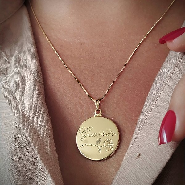 Gargantilha com Medalha Gratidão Semijoia 18k -  MC817-11130