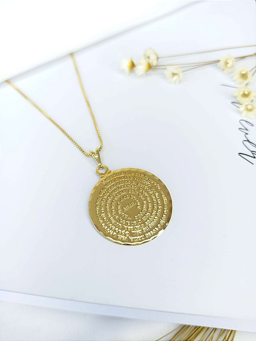 Gargantilha Medalha Pai Nosso - Semijoia 18k - MC819-15180
