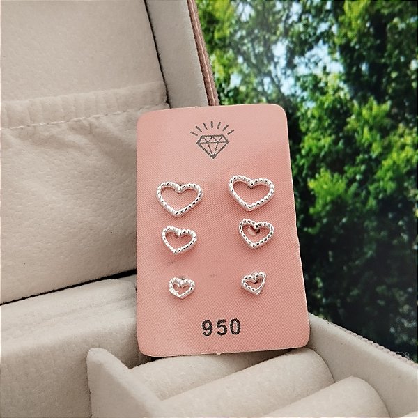 Trio Coração Trabalhado - Prata 925 - MB931-X180