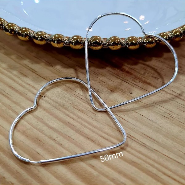 Argola Coração Fio Redondo - Prata 925 - 50mm - MB963-1578