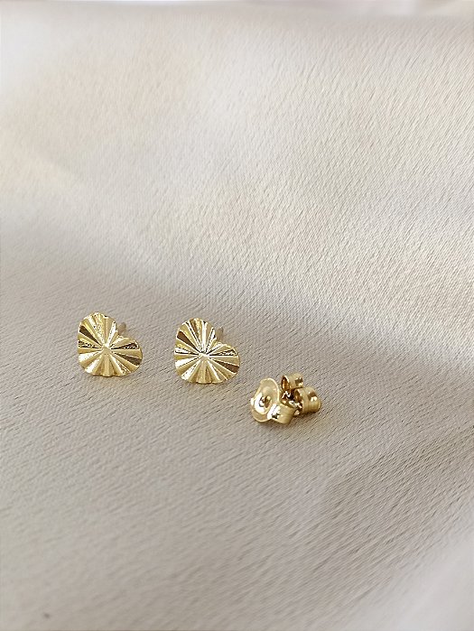 Brinco Coração Diamantado - 10mm - Semijoia 18k - BR72-296