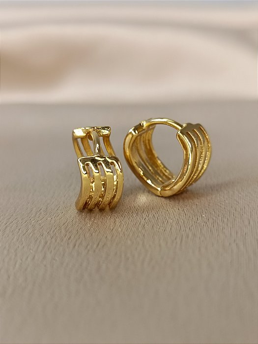 Argola  Tripla Vazada - Semijoia 18k - BR116-02108