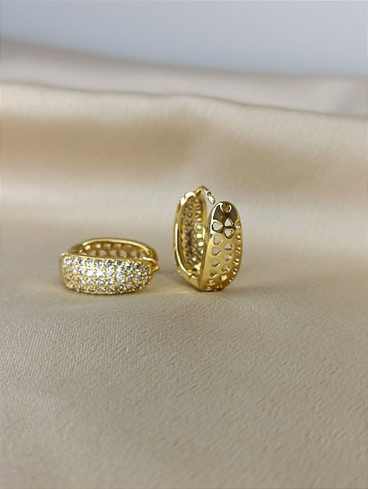 Argola Cravejada 19 mm - Semijoia 18k - BR160-774