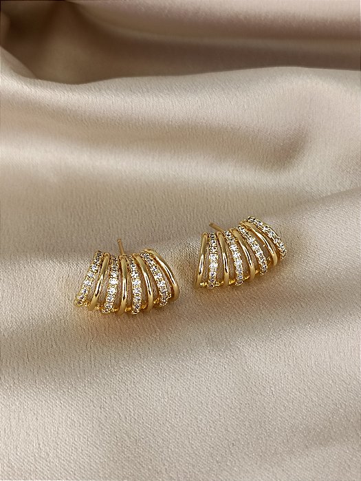 Argola Vazada Cravejada - Semijoia 18k - BR161-09100