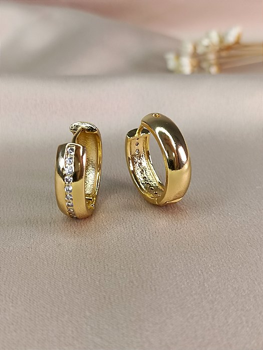 Argola Cravejada 19mm - Semijoia 18k - BR211-778