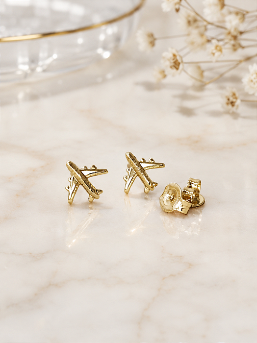 Brinco Avião 8mm - Semijoia 18k - BR279-0268