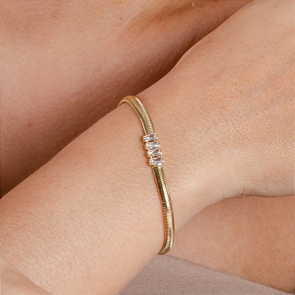 Pulseira Lacraia C/ Pedras - Semijoia 18k - MP507-11150