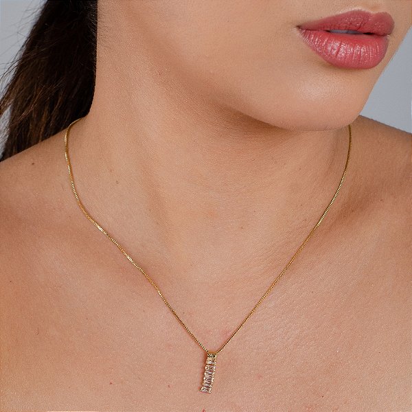 Gargantilha Com Pedras Zircônias - Semijoia 18k - MC954-08190