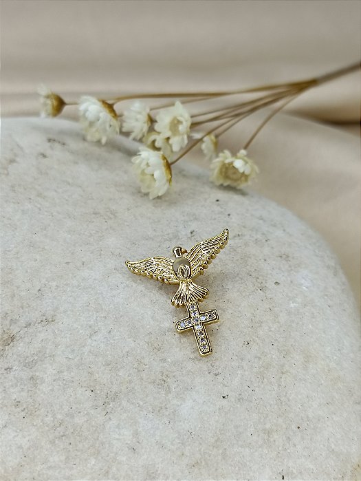 Pingente Espírito Santo + Cruz - Semijoia 18k - MPI335-770