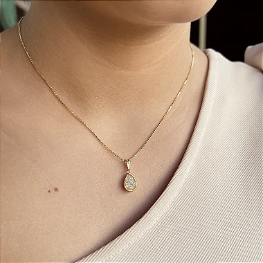 Gargantilha Gota Cravejada - Semijoia 18k - MG88-11170