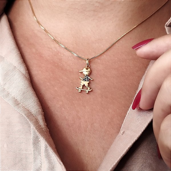Gargantilha Filho (Menino) Cravejado - Semijoia 18k - MG106-09146