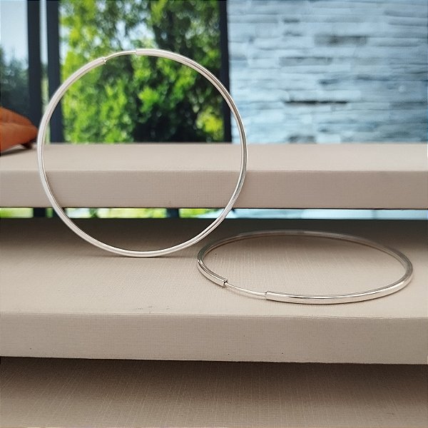 Argola Lisa Fio Quadrado - 52mm - Prata 925 - BR270-22136