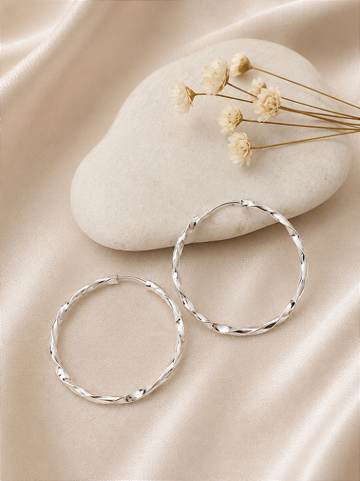Argola Fio Torcido - 31mm - Prata 925 - BR280
