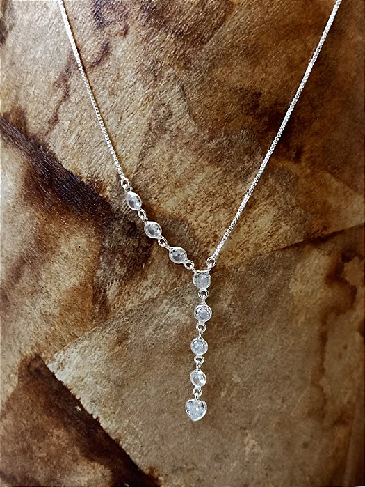 Gargantilha Feminina Com Zircônias - Prata 925 - MG121-40196