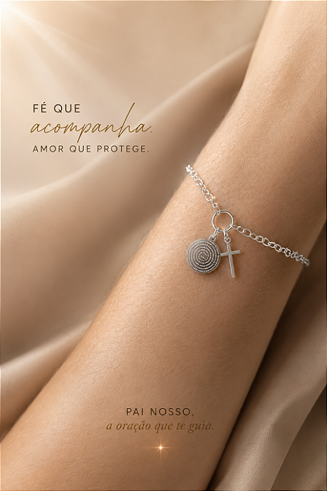 Pulseira Pai Nosso + Crucifixo - Prata 295 - MP570