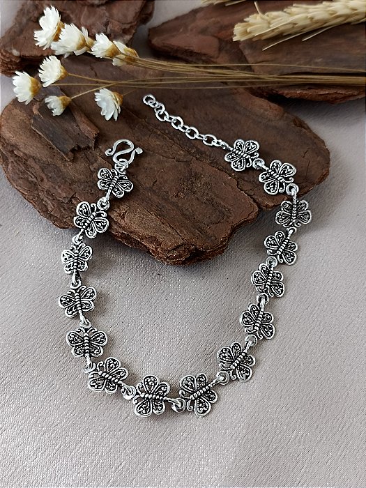 Pulseira Borboleta Bali Pikun - Prata 925 - Cor Envelhecida - MP612-59306