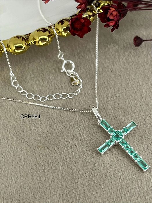 Gargantilha Crucifixo Cravejado com Pedras Zircônias - Prata 925 - MG190-32166