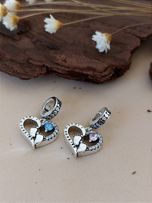 Berloque Coração Pezinho Menino / Menina - Prata 925 - MBL180-31160