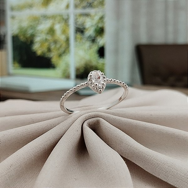 Anel Com Zircônia Gota - Prata 925 - MA254-1590