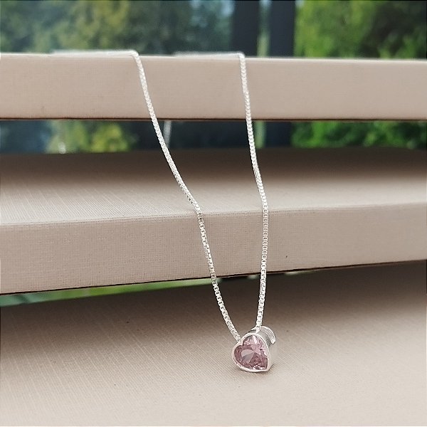 Gargantilha Ponto de Luz Coração Luxo - Prata 925 - MG274-24144 (Variação de Cores)
