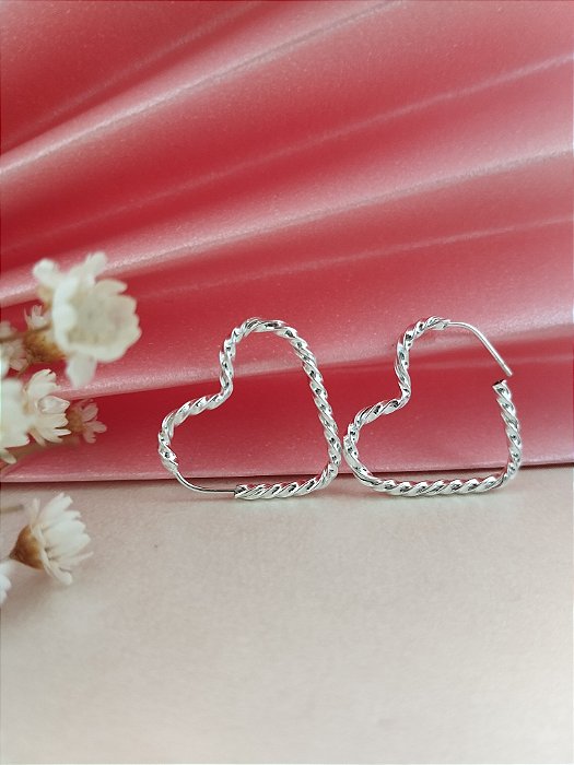 Argola Coração Fio Torcido - 20mm - Prata 925 - BR493-954