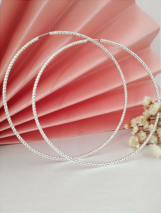 Argola Fio Torcido - 80mm - Prata 925 - BR506-33198