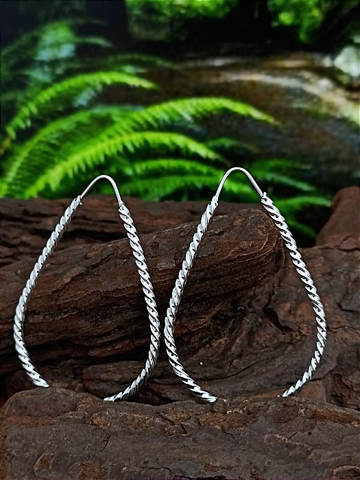 Argola Gota Fio Torcido - 44mm - Prata 925 - BR529-1378