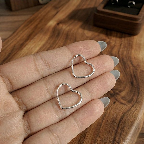 Argola Coração Liso - 20mm - Prata 925 - BR537-848