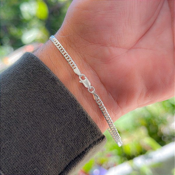 Pulseira Grumet Elo Duplo - 2.5mm - 3g - 21cm - Prata 925