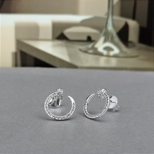 Brinco Prego Cravejado - Prata 925 - BR627-1798