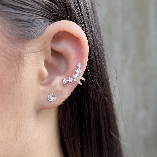 Piercing Fake Com Zircônias - Prata 925 - BR637-19114