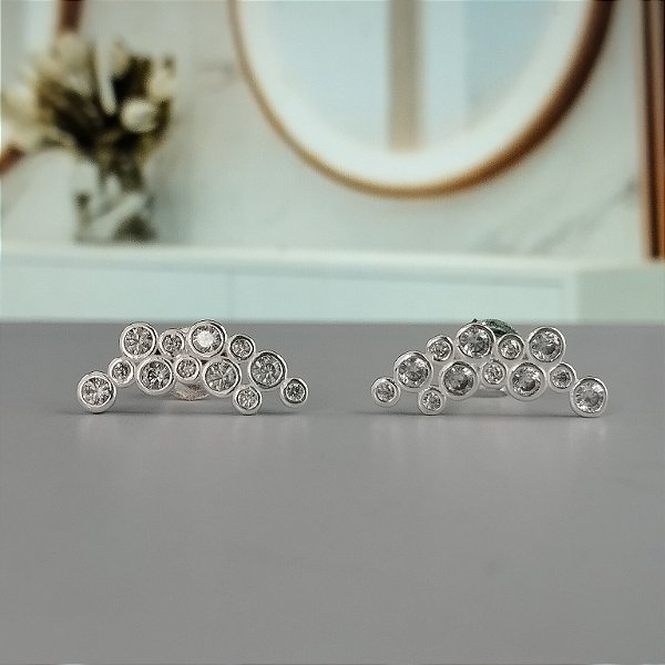 Brinco Ear Cuff Com Zircônias - Prata 925 - BR656-22132