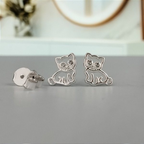 Brinco Gatinho Vazado - Prata 925 - BR666-1382