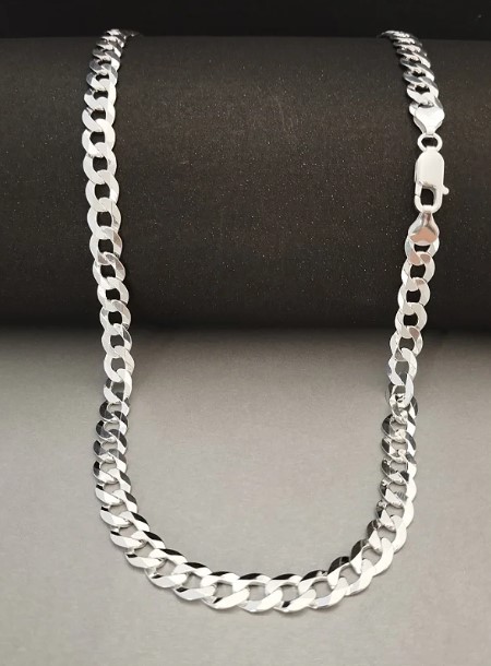 Corrente Grumet Piatta- F180 - 8mm - 44g - 70cm - Prata 925