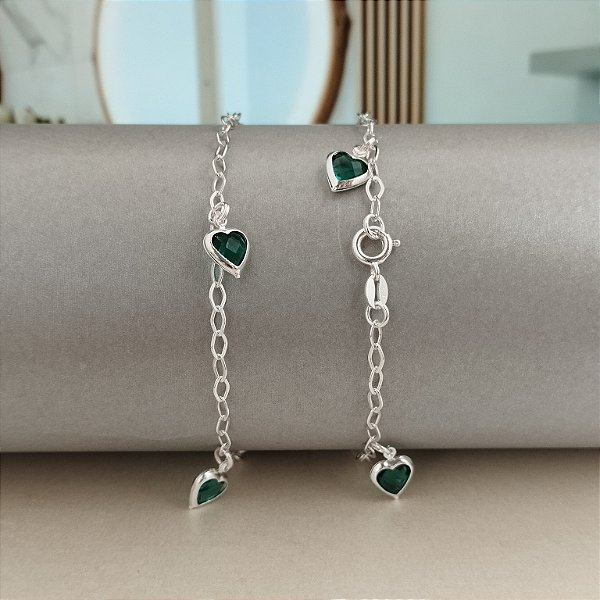 Pulseira Com Corações - Prata 925 - MP733-20120