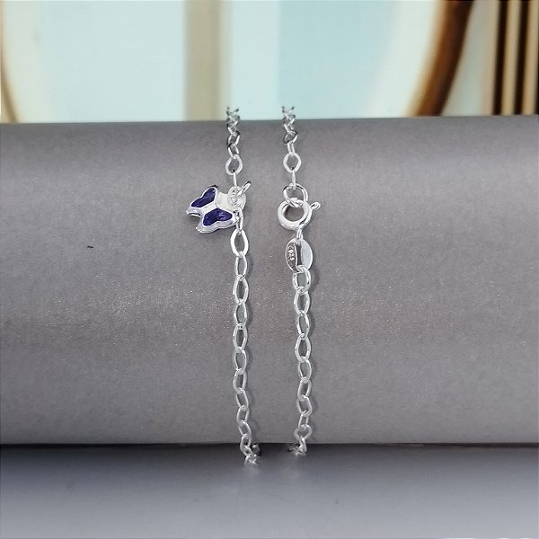 Pulseira Com Borboleta Lilás - Prata 925 - MP736-1484