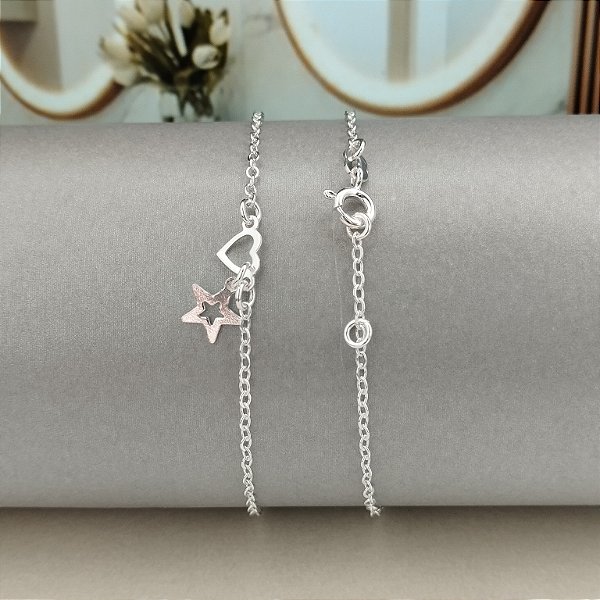 Pulseira Coração e Estrela - Prata 925 - MP747-1486