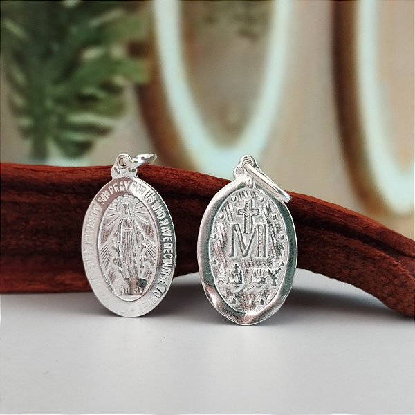Pingente Dupla Face N.Sra das Graças - 25mm - Prata 925 - MPI397-23142