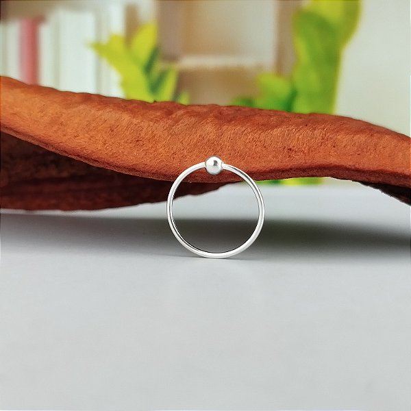 Piercing Argolinha Lisa Com Bolinha - (Unidade) - Prata 925 - BR415-336