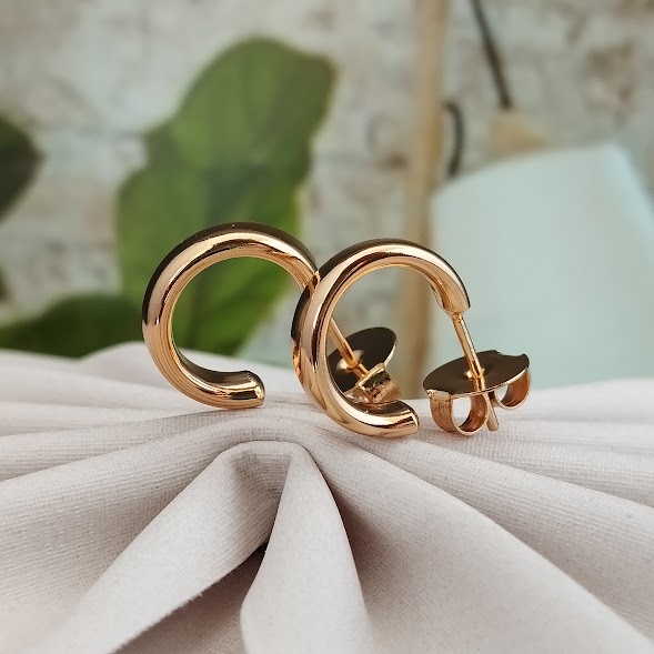 Argola Lisa  14mm - Semijoia 18k - BR896-18110